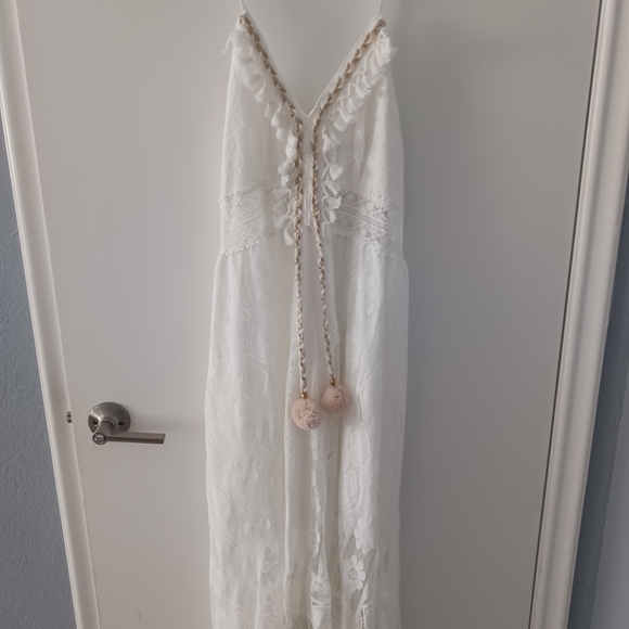 Cupshe Dresses & Skirts - Cupshe White Lace Maxi Dress with Pom-Tie Straps